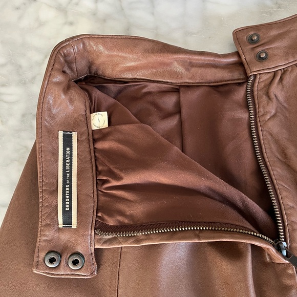 Anthropologie Cognac Leather Skirt - Picture 3 of 7